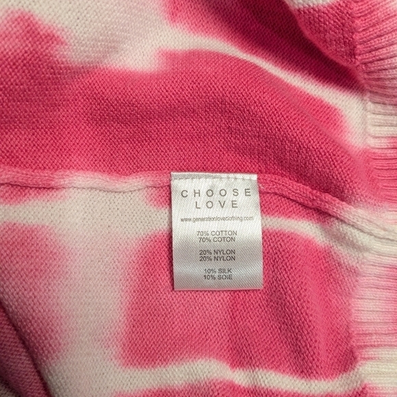 Generation Love Pink White Tie-Dye Cotton Silk Long Sleeve Button-Up Cardigan - Picture 12 of 13